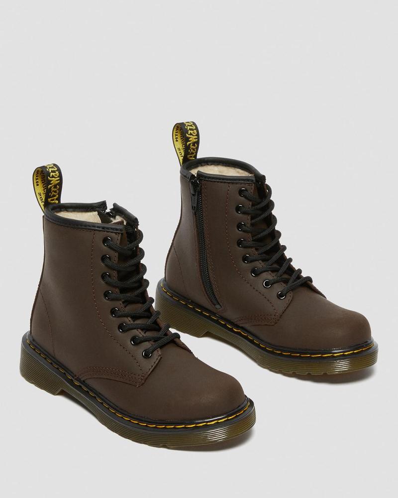 Dr Martens Junior 1460 Faux Fur Forede Snørestøvletter Barn Mørke Brune | Norge 148XYU